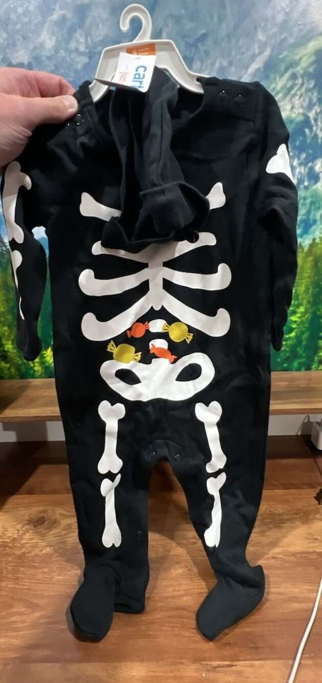 Carter's Just One Black Skeleton Halloween Footed Sleeper and Hat Set